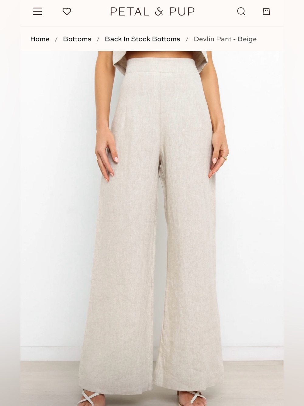 Petal Pup Beige Wide-Leg Linen Pants